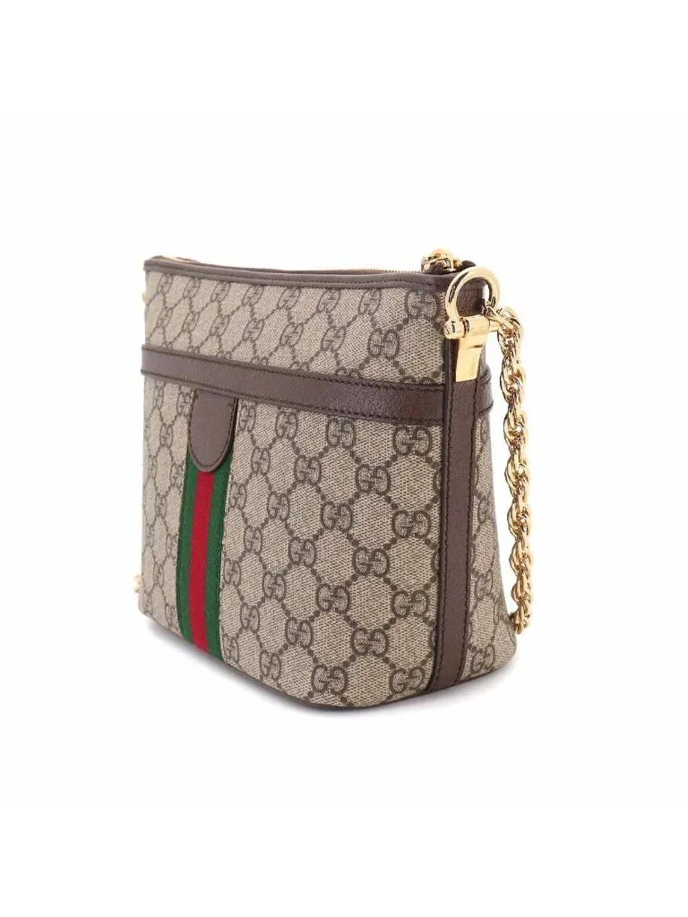 Gucci Ophidia Chain Shoulder Bag GG Supreme Canvas Leather Beige Brown